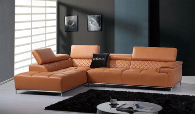 Homeroots 36" Orange Leather Foam Metal And Wood Sectional Sofa - Living Room Express