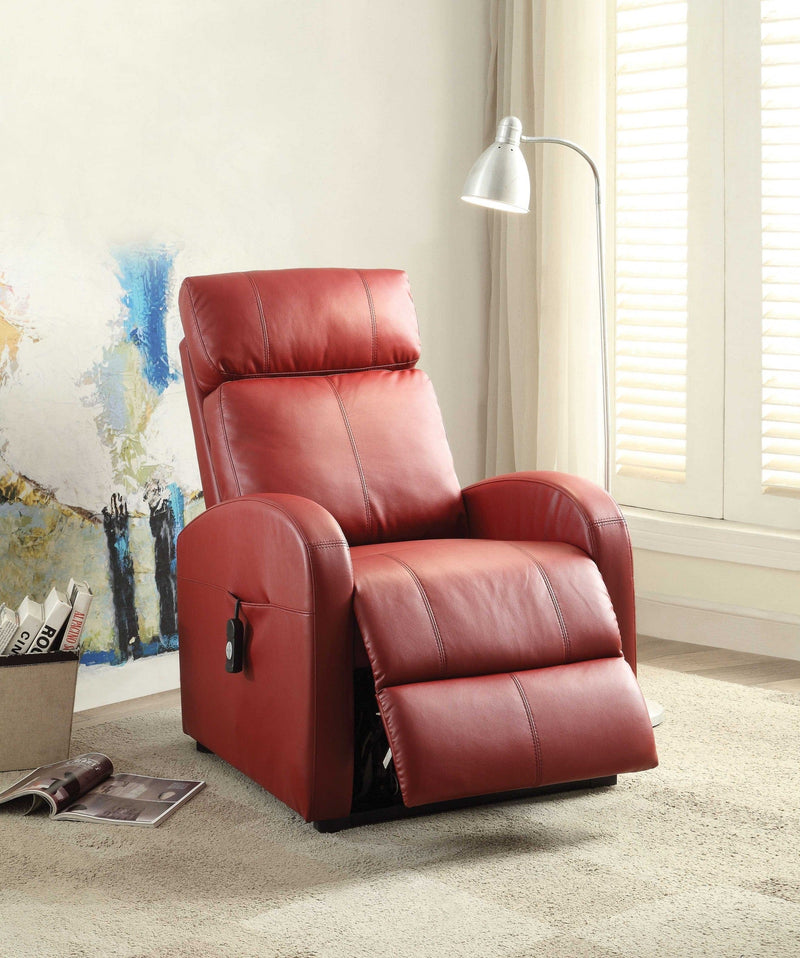 Faux Leather Power Motion Lift Recliner In Red - Living Room Express