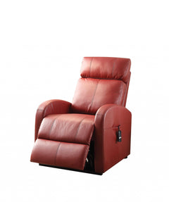 Faux Leather Power Motion Lift Recliner In Red - Living Room Express