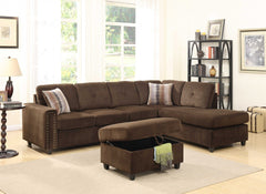 Homeroots Chocolate Velvet Stationary L Shaped Sofa And Chaise - Living Room Express