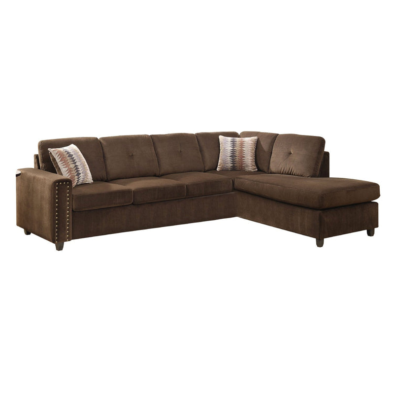 Homeroots Chocolate Velvet Stationary L Shaped Sofa And Chaise - Living Room Express