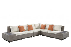 Homeroots Ivory Polyester Blend Modular L Shaped Three Piece Sectional - Living Room Express