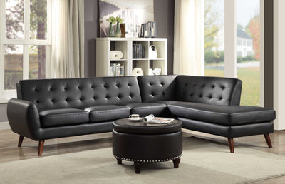 Homeroots 111" X 80" X 33" Black Pu Sectional Sofa - Living Room Express