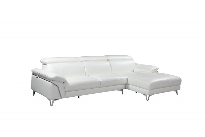 Homeroots White Faux Leather Stationary L Shaped Sofa And Chaise - Living Room Express