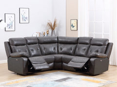 Homeroots Gray Faux Leather Reclining L Shaped Corner Sectional - Living Room Express