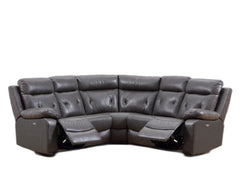 Homeroots Gray Faux Leather Reclining L Shaped Corner Sectional - Living Room Express