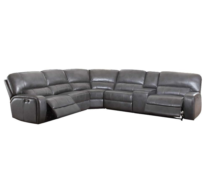 Homeroots Gray Faux Leather Reclining L Shaped Corner Sectional - Living Room Express