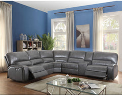 Homeroots Gray Faux Leather Reclining L Shaped Corner Sectional - Living Room Express