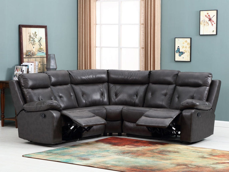 Homeroots Gray Faux Leather Reclining L Shaped Corner Sectional - Living Room Express