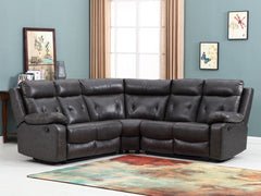 Homeroots Gray Faux Leather Reclining L Shaped Corner Sectional - Living Room Express