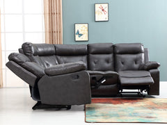 Homeroots Gray Faux Leather Reclining L Shaped Corner Sectional - Living Room Express