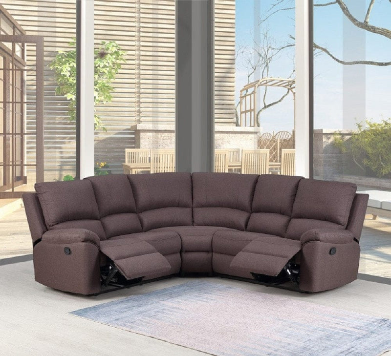 Homeroots Brown Chenille Double Power Reclining Sectional - Living Room Express