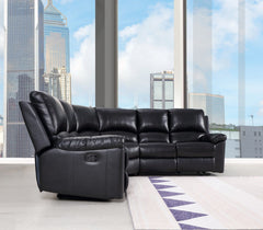 Homeroots Black Faux Leather Reclining L Shaped Corner Sectional - Living Room Express