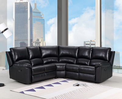 Homeroots Black Faux Leather Power Reclining Corner Sectional - Living Room Express