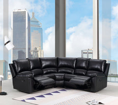 Homeroots Black Faux Leather Power Reclining Corner Sectional - Living Room Express