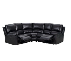 Homeroots Black Faux Leather Power Reclining Corner Sectional - Living Room Express