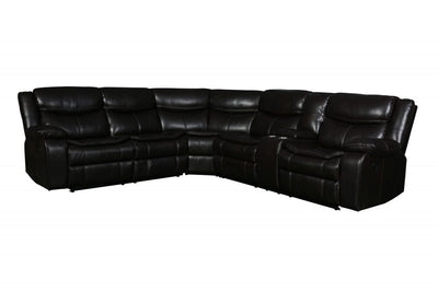 Homeroots Espresso Brown Faux Leather Reclining Sectional Sofa - Living Room Express