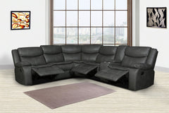 Homeroots Gray Faux Leather Reclining L Shaped Corner Sectional - Living Room Express