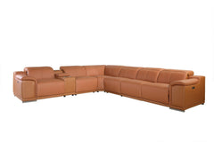 Homeroots Camel Faux Leather Power Reclining L Shaped Corner Sectional - Living Room Express