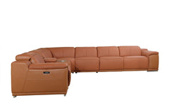 Homeroots Camel Faux Leather Power Reclining L Shaped Corner Sectional - Living Room Express