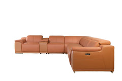 Homeroots Camel Faux Leather Power Reclining L Shaped Corner Sectional - Living Room Express