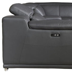 Homeroots Gray Faux Leather Power Reclining L Shaped Corner Sectional - Living Room Express