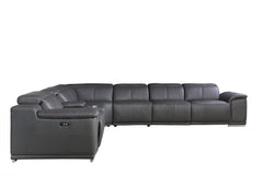 Homeroots Gray Faux Leather Power Reclining L Shaped Corner Sectional - Living Room Express