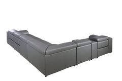 Homeroots Gray Faux Leather Power Reclining L Shaped Corner Sectional - Living Room Express