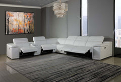 Homeroots White Faux Leather Power Reclining L Shaped Corner Sectional - Living Room Express