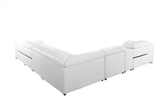 Homeroots White Faux Leather Power Reclining L Shaped Corner Sectional - Living Room Express