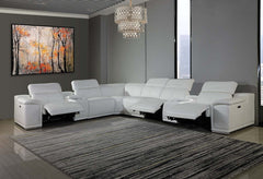 Homeroots White Faux Leather Power Reclining L Shaped Corner Sectional - Living Room Express