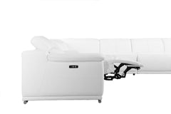 Homeroots White Faux Leather Power Reclining L Shaped Corner Sectional - Living Room Express