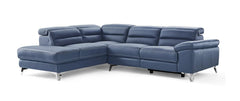 Homeroots Navy Blue Faux Leather L Shaped Sofa And Chaise - Living Room Express