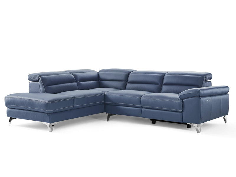 Homeroots Navy Blue Faux Leather L Shaped Sofa And Chaise - Living Room Express