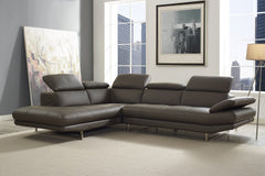 Homeroots Gray Italian Leather Stationary L Shaped Sofa And Chaise - Living Room Express