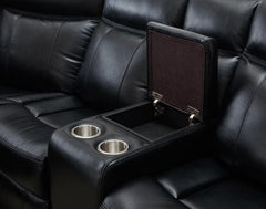 Homeroots Black Faux Leather Power Reclining Three Piece Corner Sectional - Living Room Express