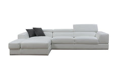 Homeroots Contemporary White Leather Left Facing Wide Arm Sectional Sofa - Living Room Express