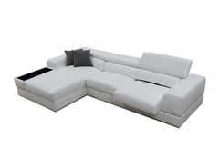 Homeroots Contemporary White Leather Left Facing Wide Arm Sectional Sofa - Living Room Express