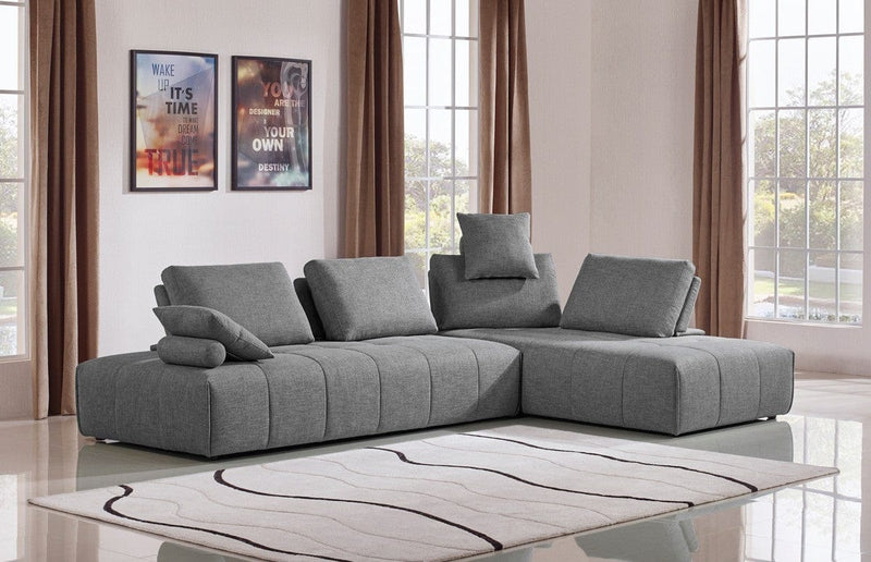 Homeroots Gray 100% Polyester Stationary L Shaped Sofa And Chaise - Living Room Express