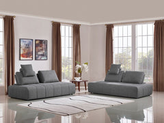 Homeroots Gray 100% Polyester Stationary L Shaped Sofa And Chaise - Living Room Express