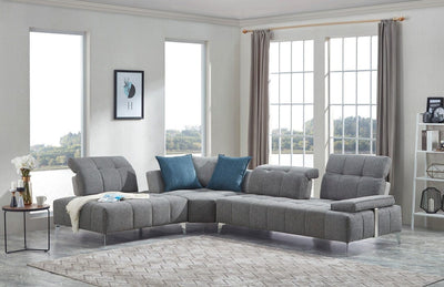 Homeroots Gray 100% Polyester Modular L Shaped Three Piece Sectional - Living Room Express