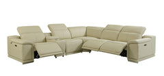 Homeroots Beige Italian Leather Power Recline Six Piece Corner Sectional - Living Room Express