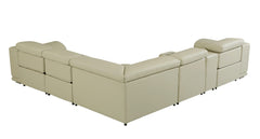 Homeroots Beige Italian Leather Power Recline Six Piece Corner Sectional - Living Room Express