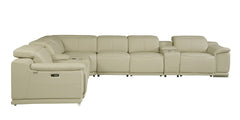 Homeroots Beige Italian Leather Power Recline Eight Piece Corner Sectional - Living Room Express