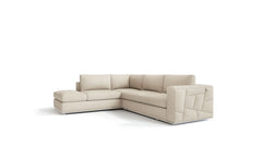 Homeroots Beige Deco Tufted Italian Leather Two Piece Corner Sectional - Living Room Express