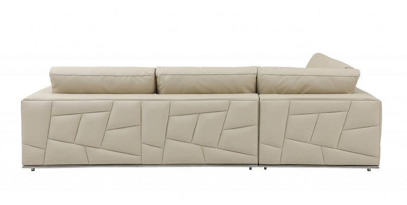 Homeroots Beige Deco Tufted Italian Leather Two Piece Corner Sectional - Living Room Express