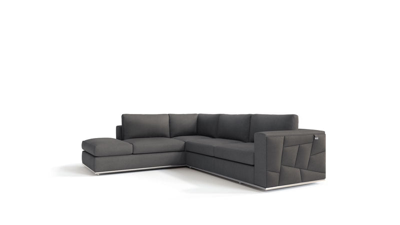 Homeroots Dark Gray Deco Tufted Italian Leather Modular Corner Sectional - Living Room Express