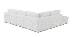 Homeroots White Deco Tufted Italian Leather Modular L Shape Sectional - Living Room Express