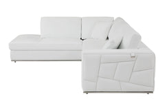 Homeroots White Deco Tufted Italian Leather Modular L Shape Sectional - Living Room Express