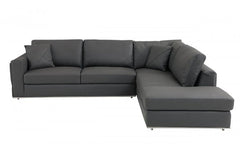 Homeroots Dark Gray Italian Leather Modular Corner Sectional - Living Room Express